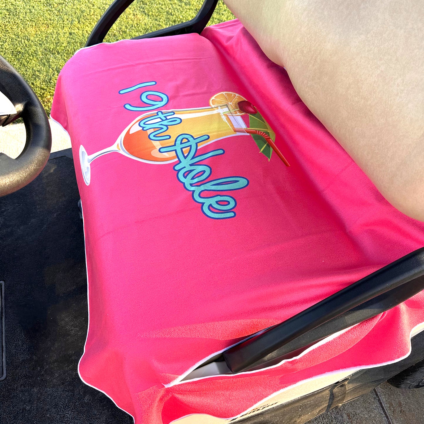 **AVAILABLE 10/1 ** Golf Cart Seat Cover - Sip & Swing