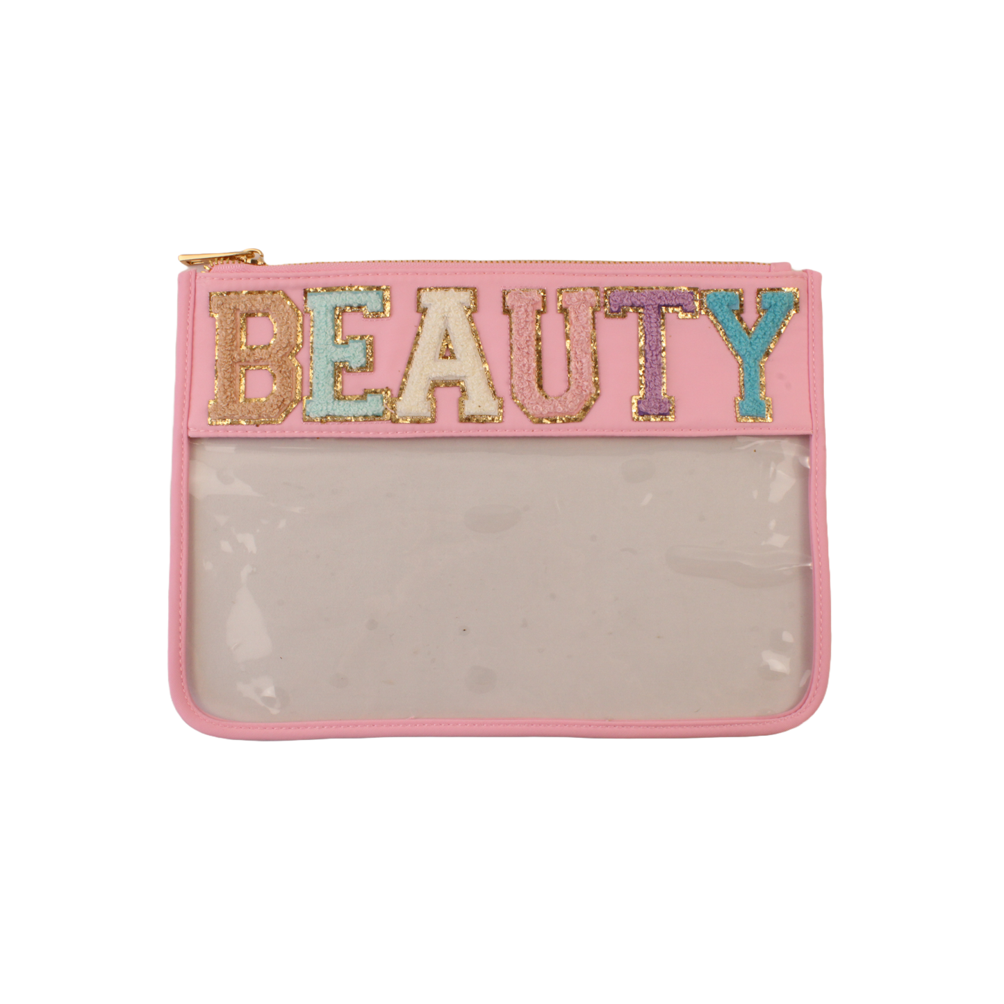 Clear Bag with Embroidered "BEAUTY"