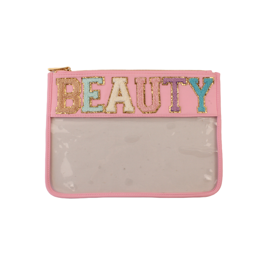 Clear Bag with Embroidered "BEAUTY"
