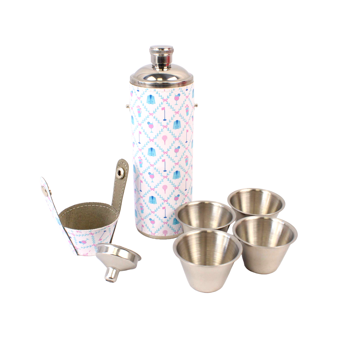 FORE Shot Flask with Shot Glasses - Clubhouse Classic