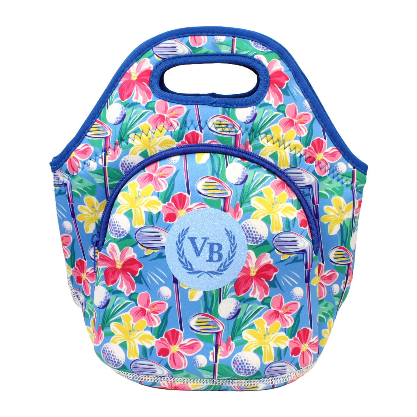 Neoprene Lunch Bag with Pocket - Floral Clubs