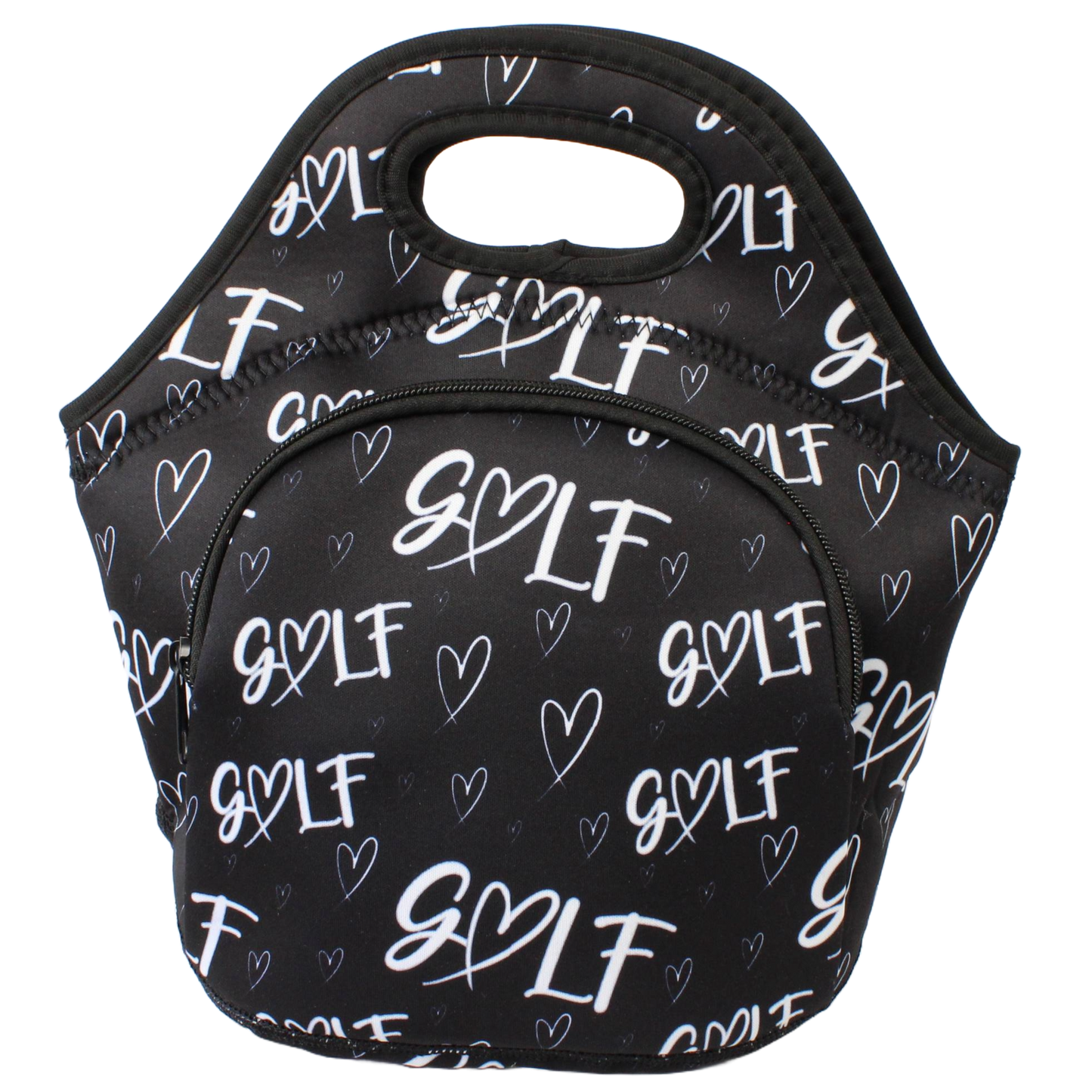 Neoprene Lunch Bag with Pocket - Heart Golf (Black)