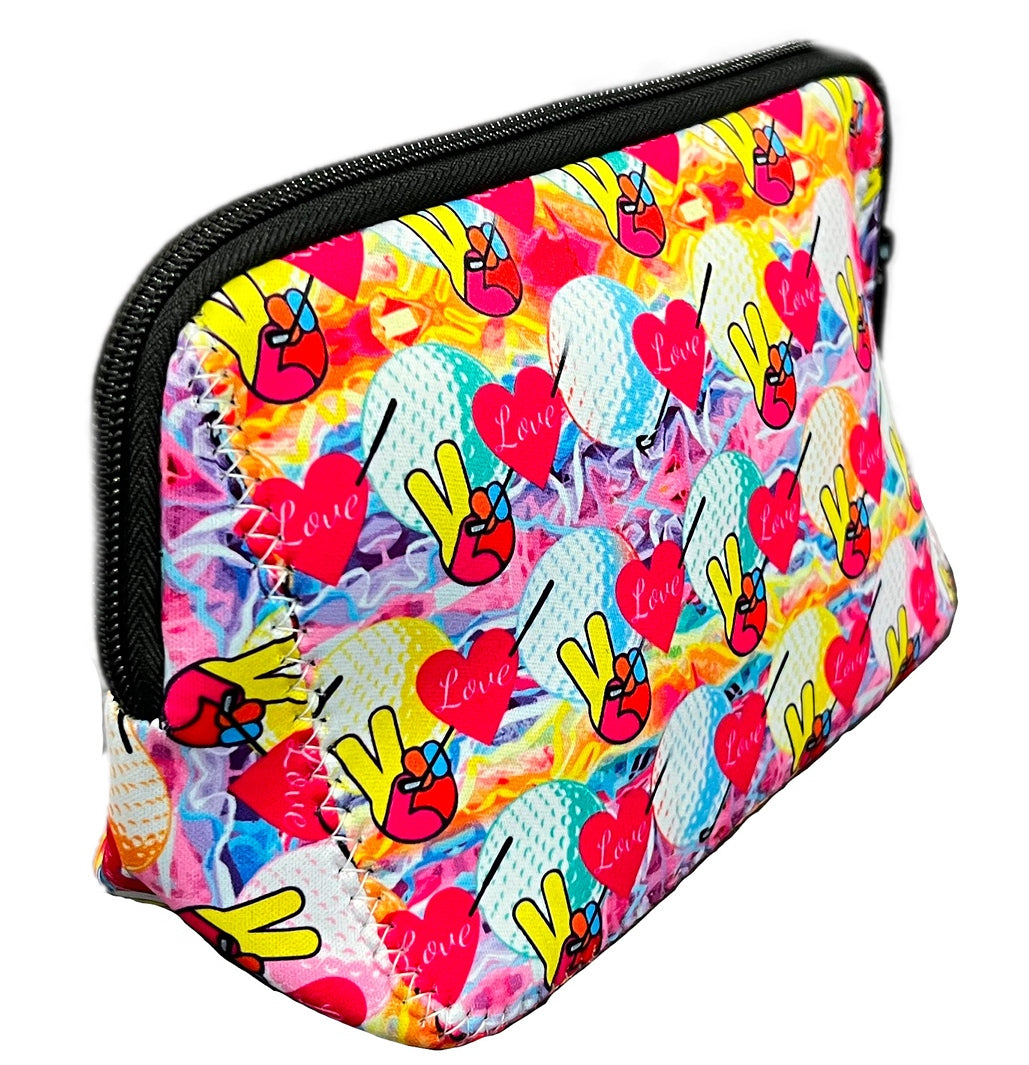 Neoprene Cosmetic Pouch - Peace Love Golf