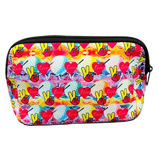 Neoprene Cosmetic Pouch - Peace Love Golf