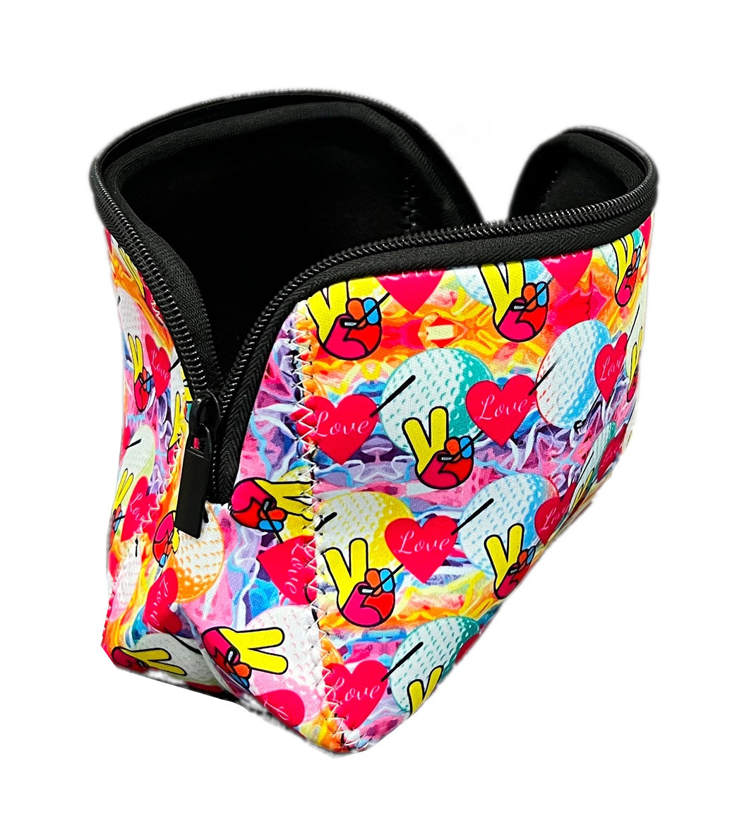 Neoprene Cosmetic Pouch - Peace Love Golf