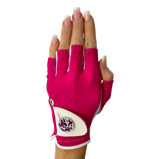 Pink Half Finger -  Ladies Golf Glove