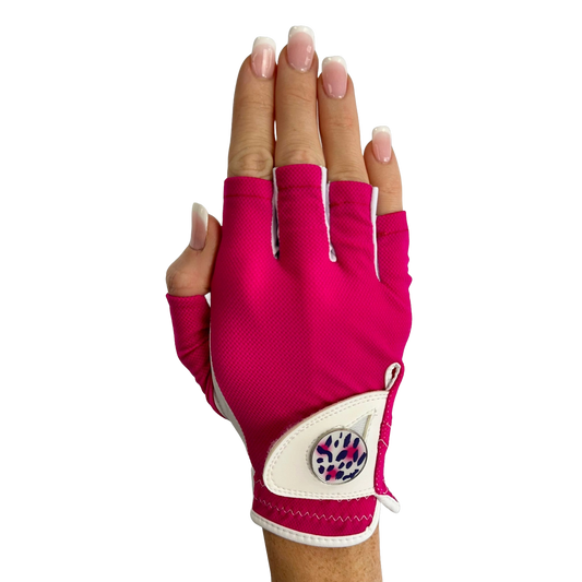 Pink Half Finger - Right Hand -  Ladies Golf Glove
