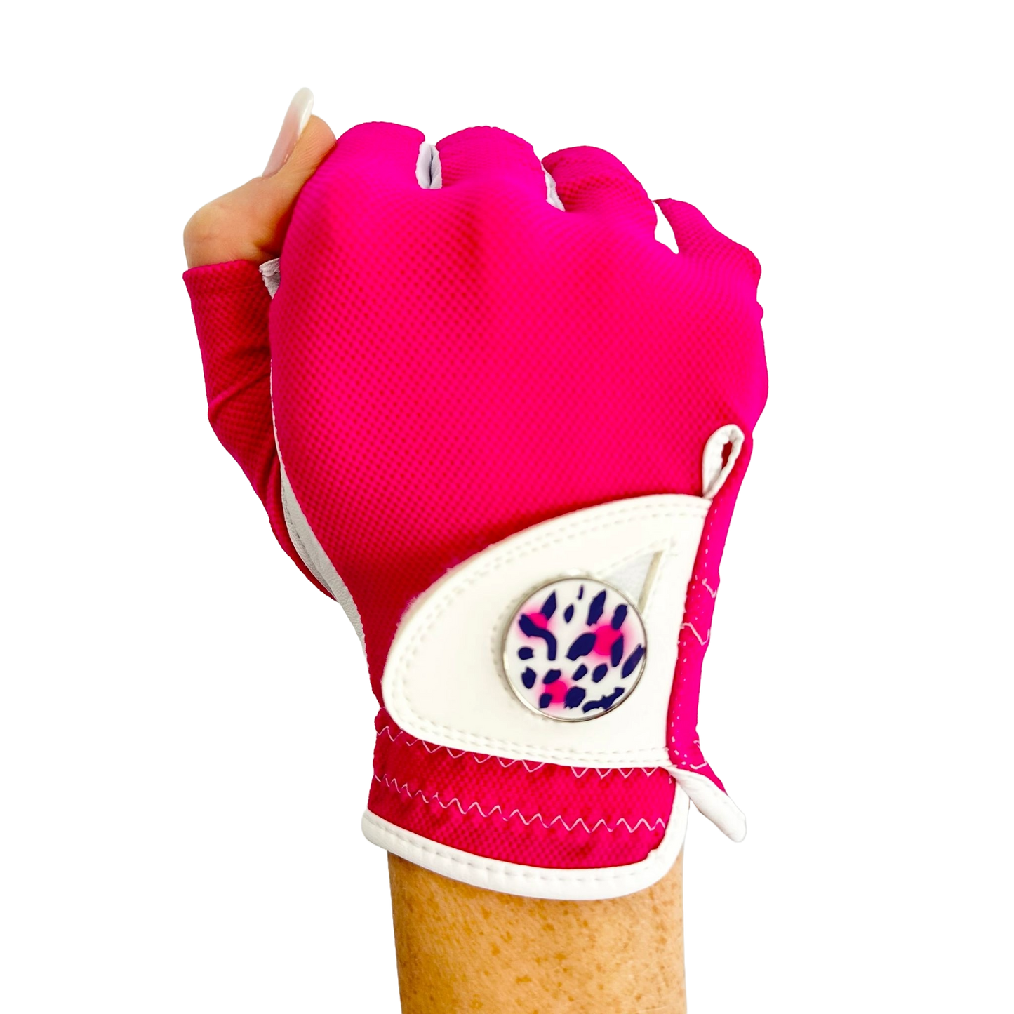 Pink Half Finger - Right Hand - Ladies Golf Glove