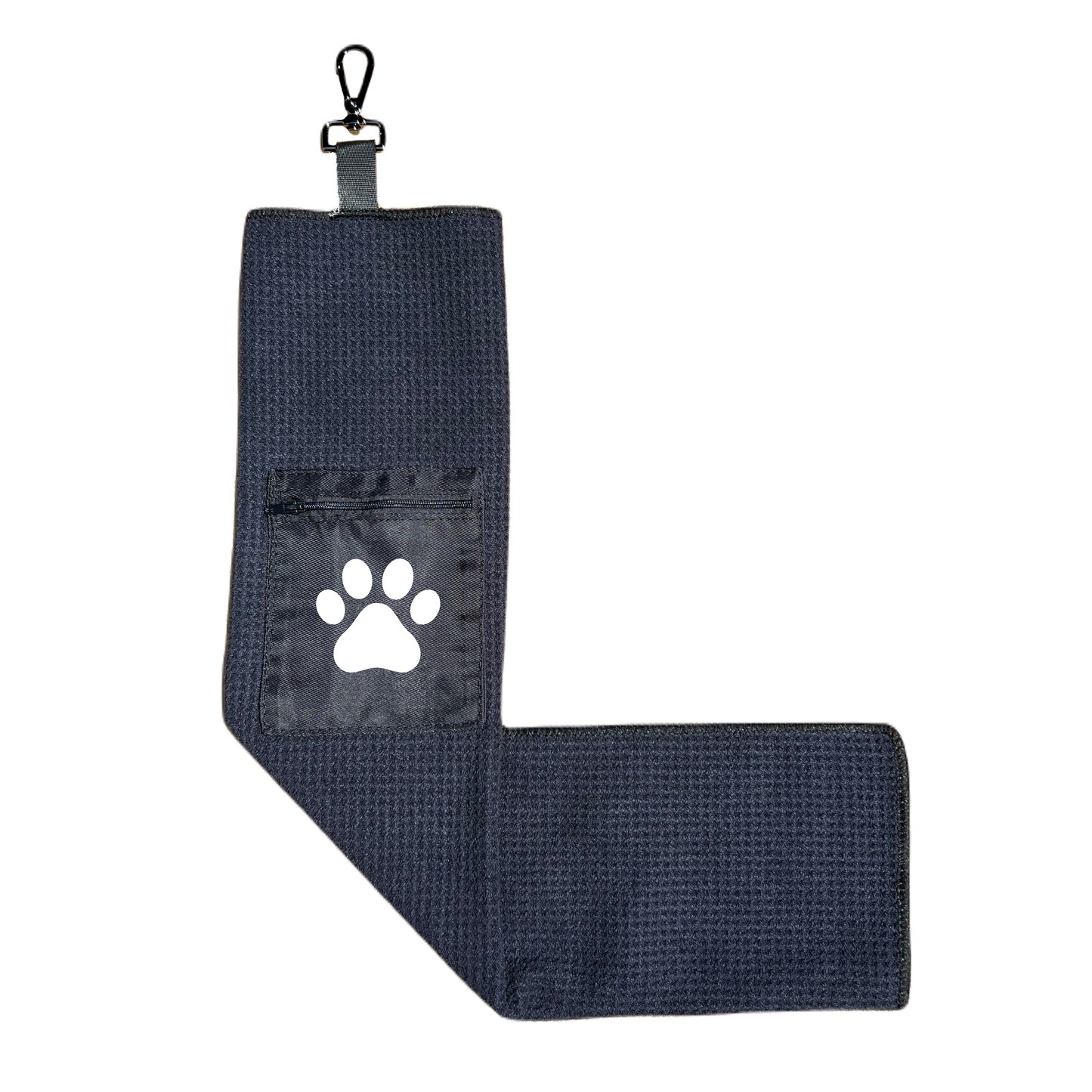 Microfiber Golf Towel w/ Pocket - Black (Design 1)