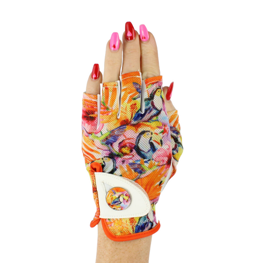 Tropical Toucan Half Finger -  Ladies Golf Glove