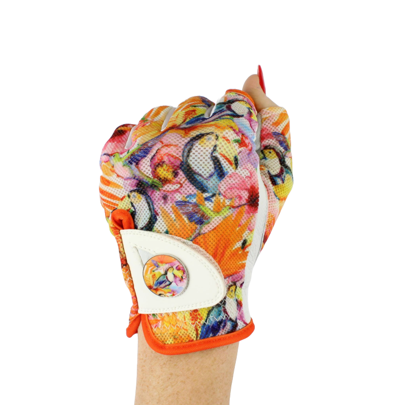 Tropical Toucan Half Finger - Ladies Golf Glove