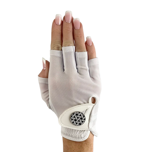 White Half Finger - Right Hand -  Ladies Golf Glove