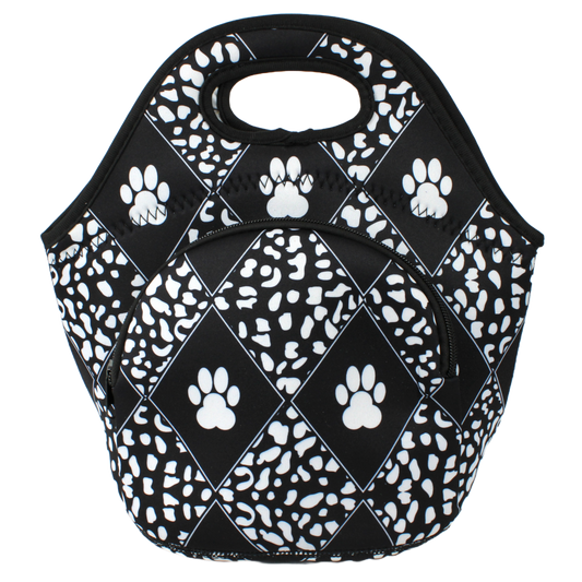 Neoprene Lunch Bag with Pocket - Paws