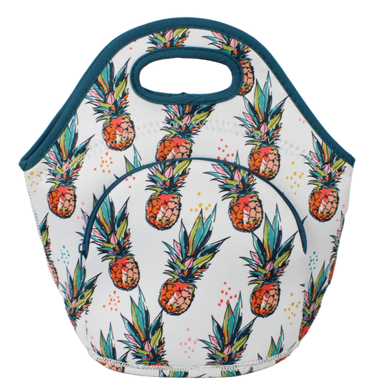 Neoprene Lunch Bag with Pocket - Pineapple