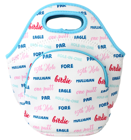 Neoprene Lunch Bag with Pocket - Birdie, Par, Eagle