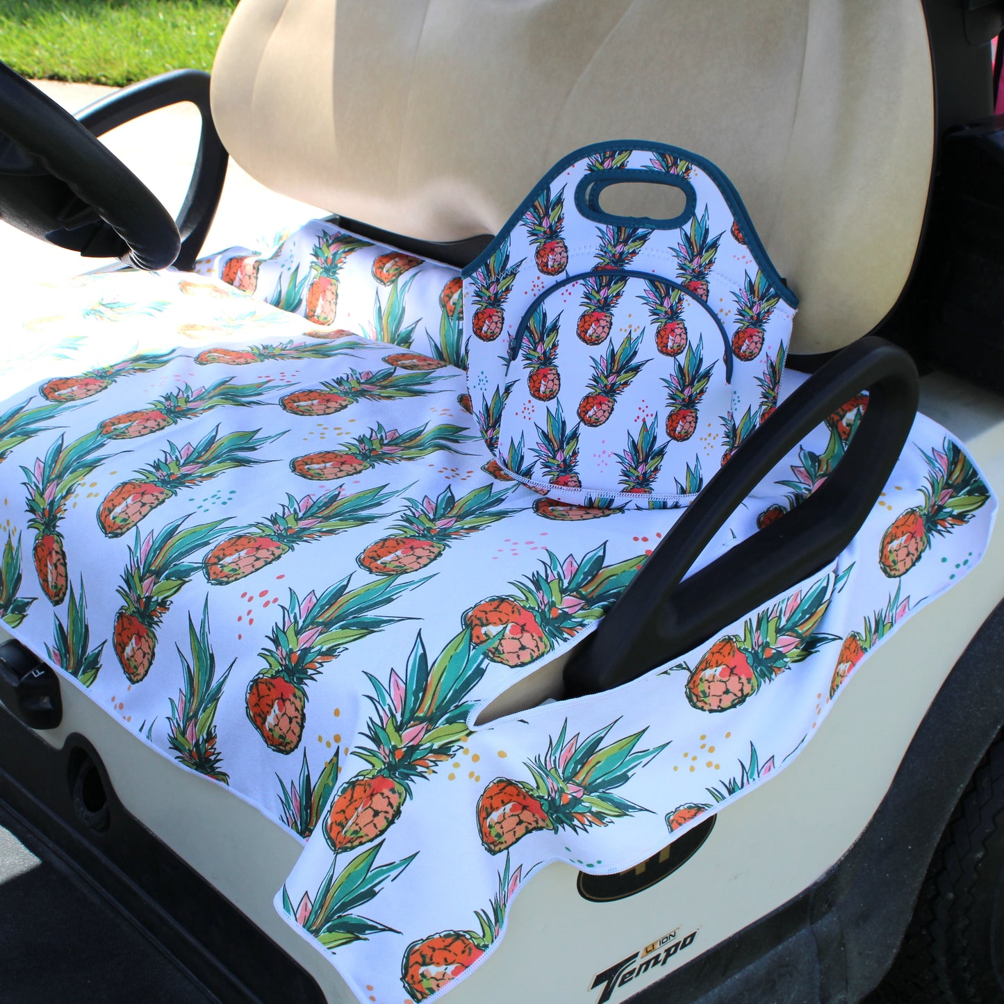 Golf Cart Seat Cover - Flamingo / Pineapples
