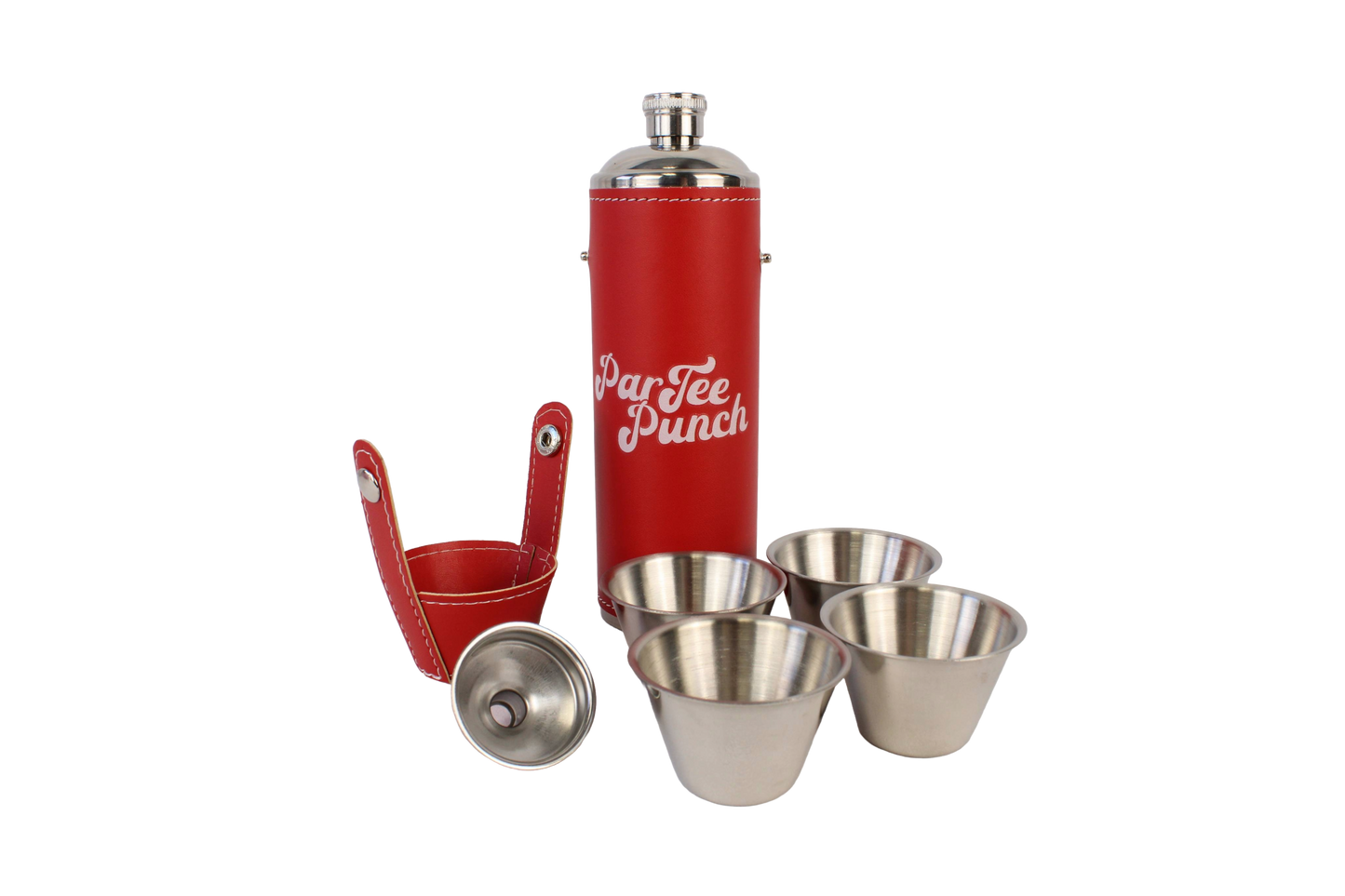 FORE Shot Flask with Shot Glasses - Red