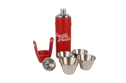 FORE Shot Flask with Shot Glasses - Red