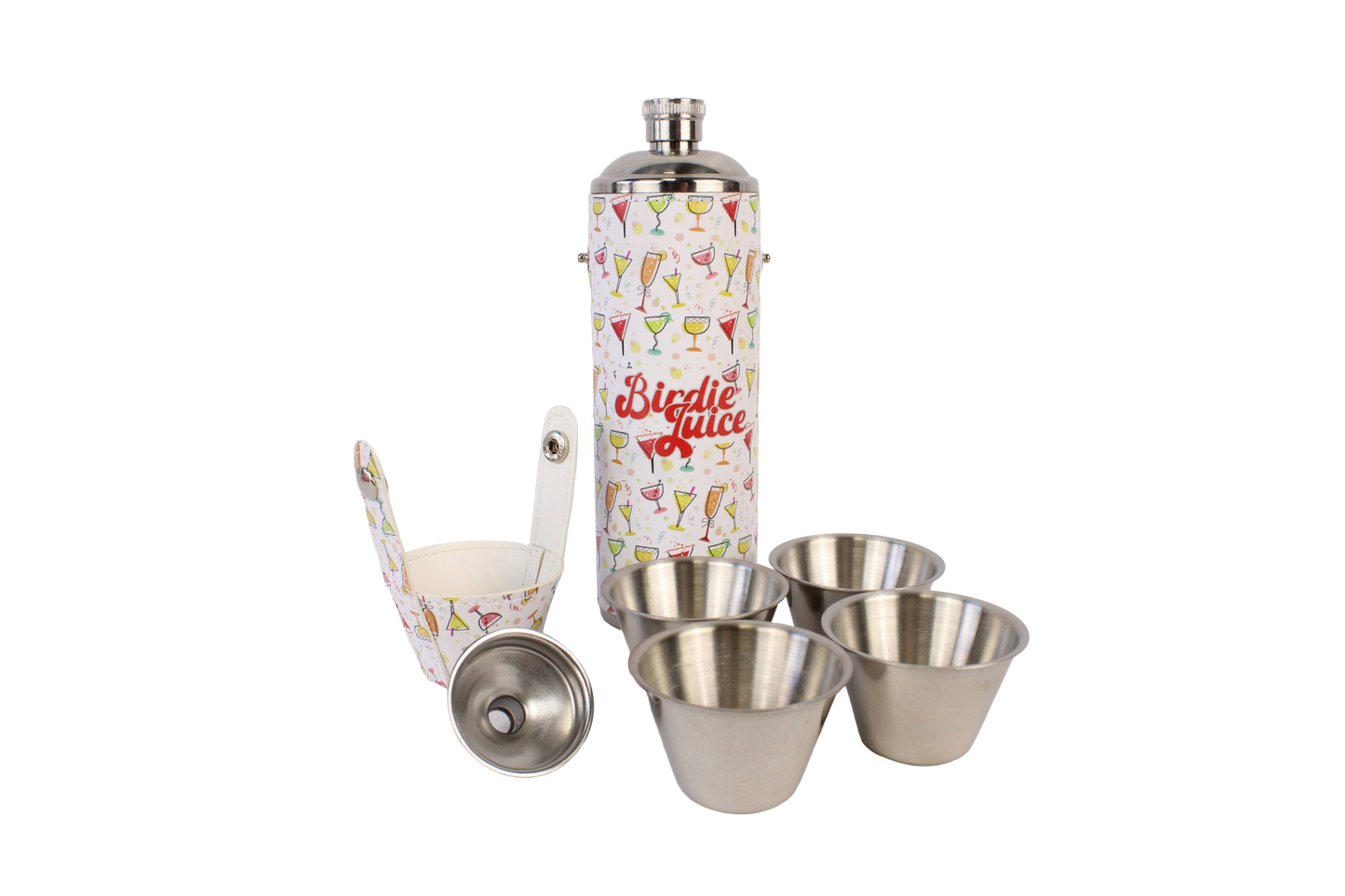 FORE Shot Flask with Shot Glasses - Let's Party