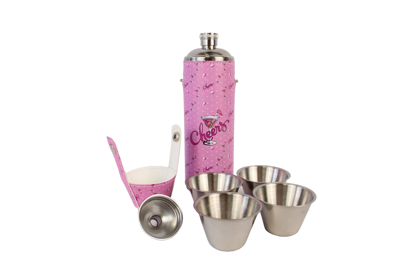 FORE Shot Flask with Shot Glasses - Cheers