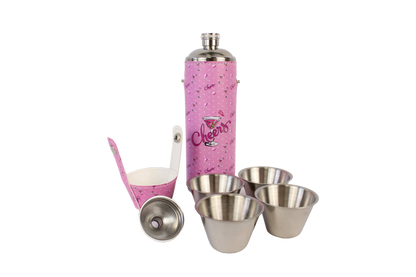 FORE Shot Flask with Shot Glasses - Cheers