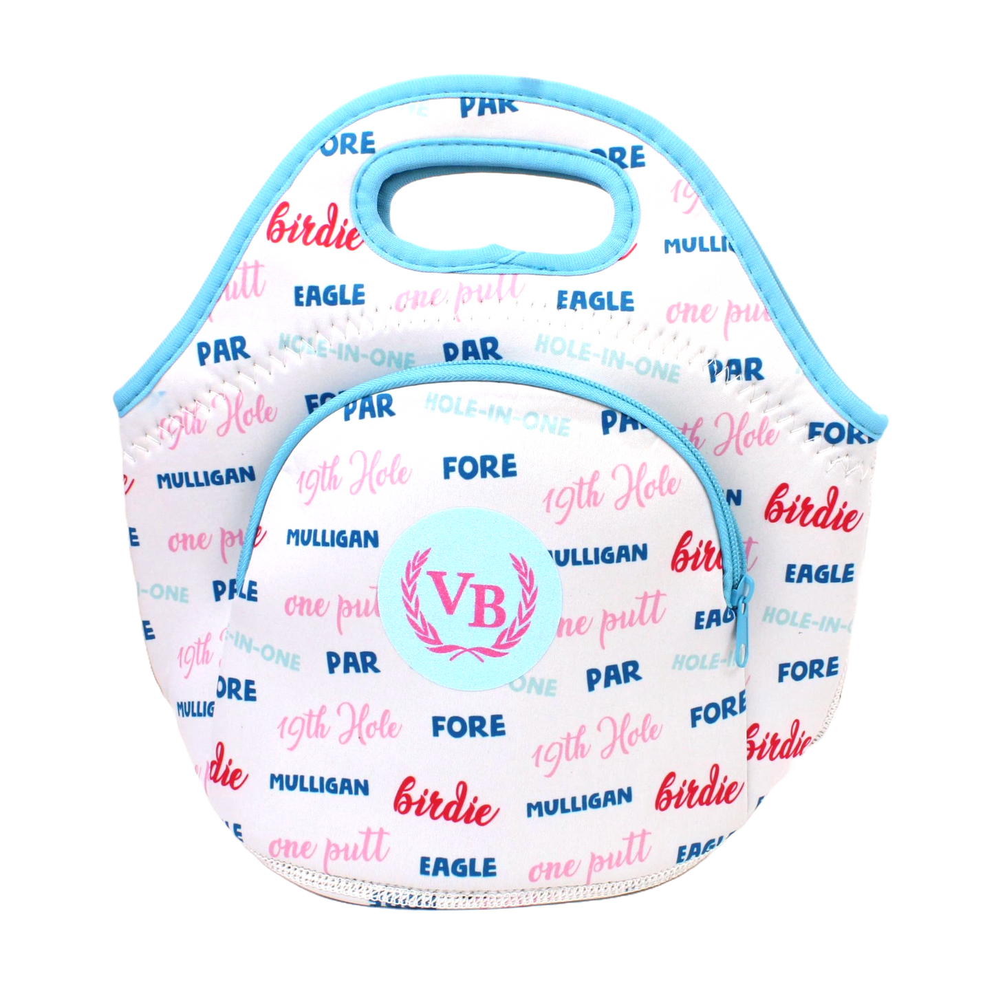Neoprene Lunch Bag with Pocket - Birdie, Par, Eagle