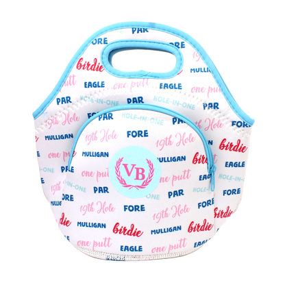 Neoprene Lunch Bag with Pocket - Birdie, Par, Eagle
