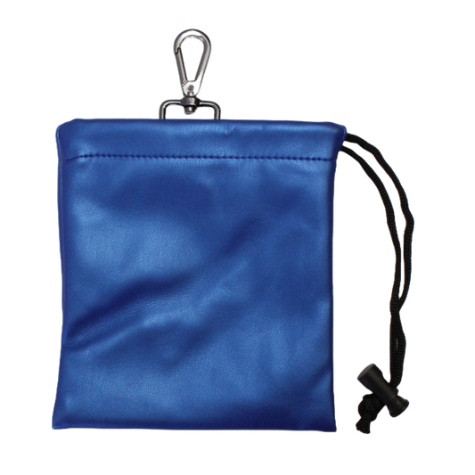 Faux Leather Drawstring Bag - Blue