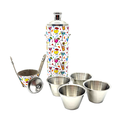 FORE Shot Flask with Shot Glasses - Bevies on the Turn