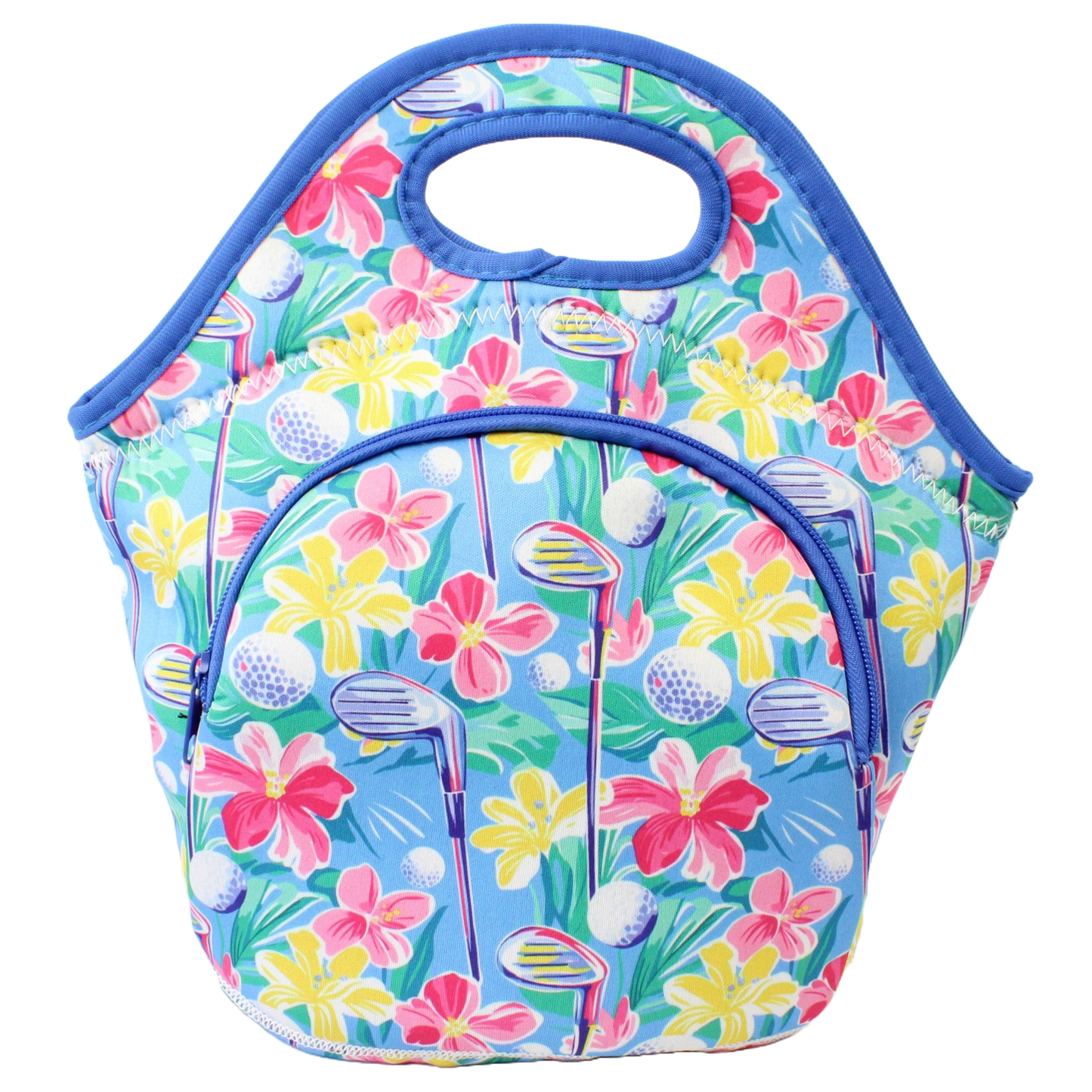 Neoprene Lunch Bag with Pocket - Floral Clubs