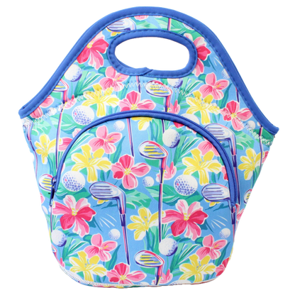 Neoprene Lunch Bag with Pocket - Floral Clubs