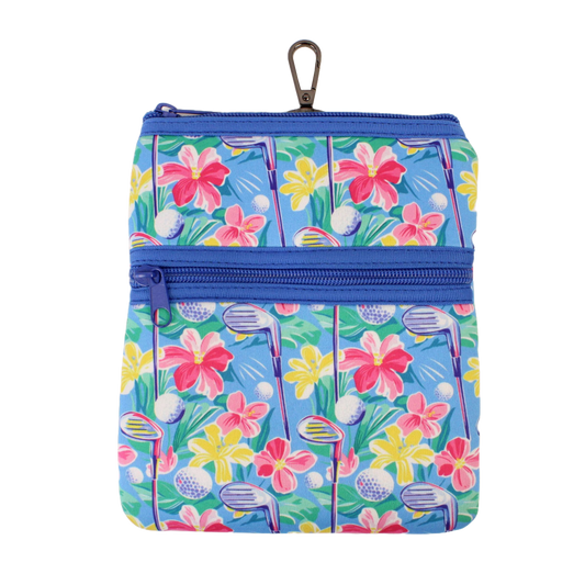 Double Zip Pouch - Floral Clubs