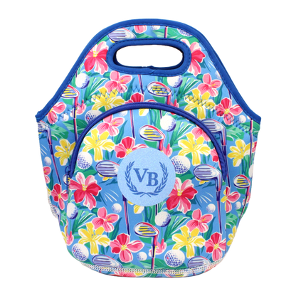Neoprene Lunch Bag with Pocket - Floral Clubs