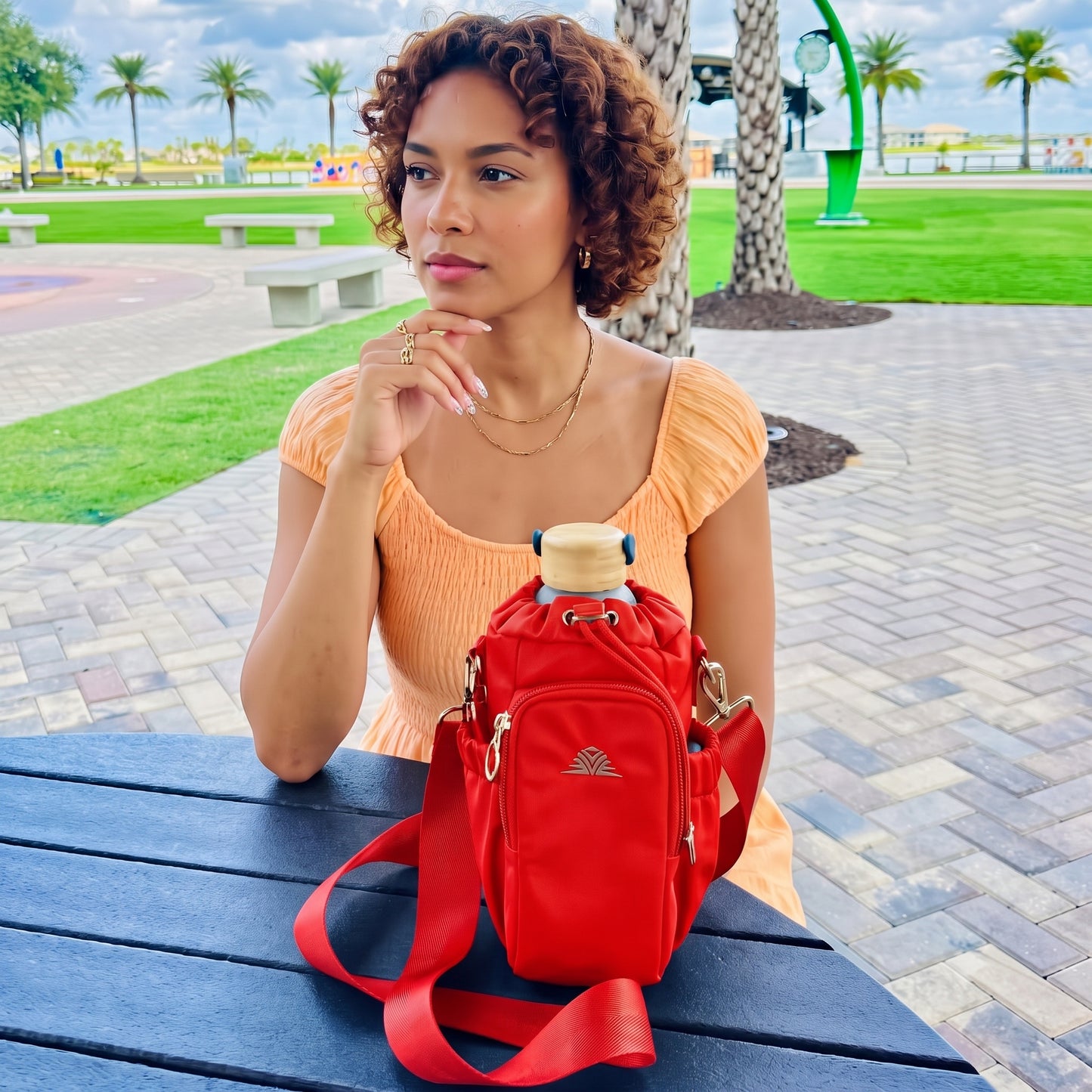 Crossbody Bottle Bag - Club Red