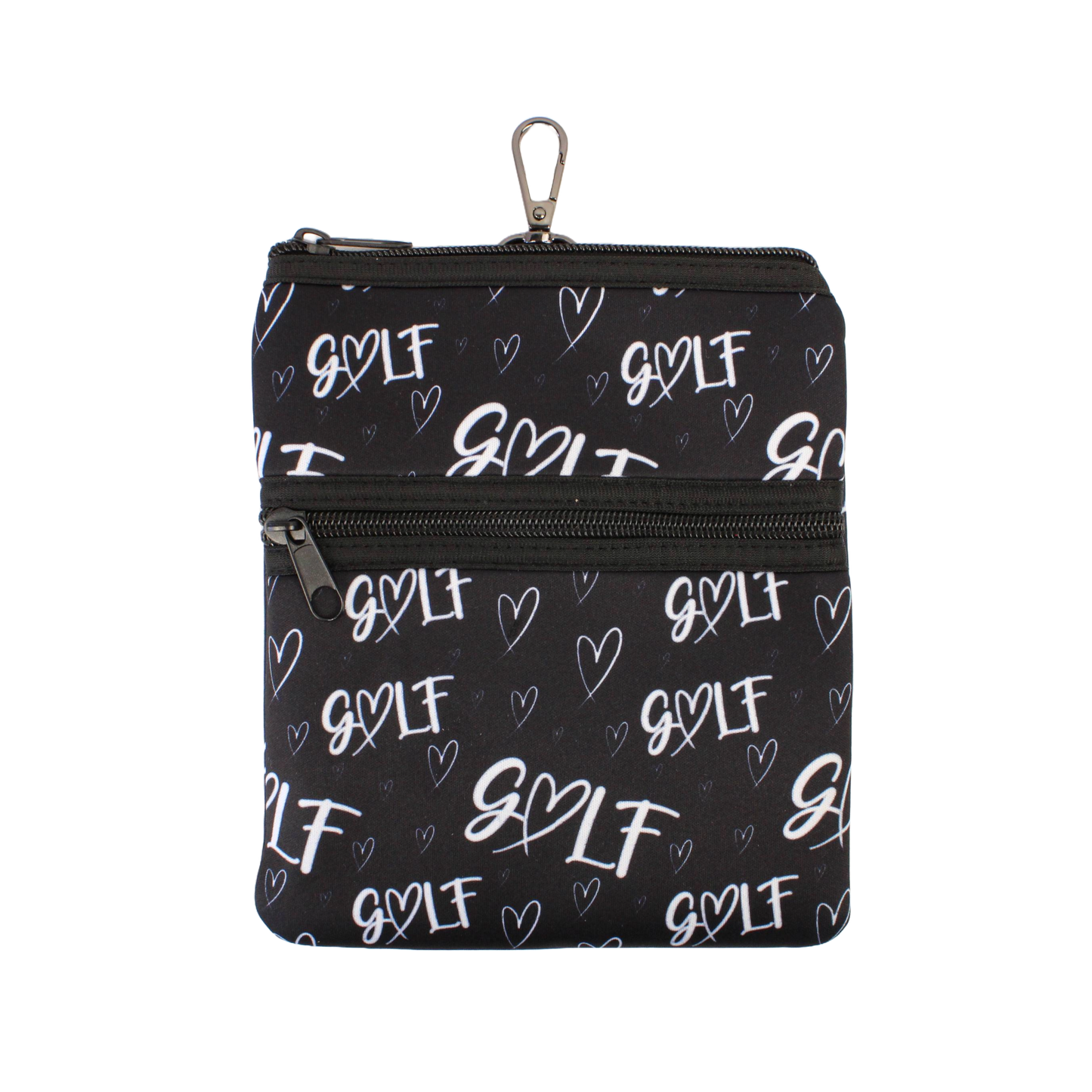 Double Zip Pouch - Heart Golf (Black)