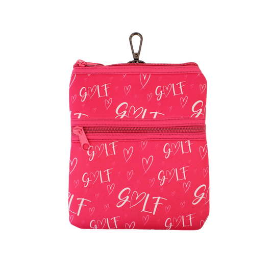 Double Zip Pouch - Heart Golf (Pink)