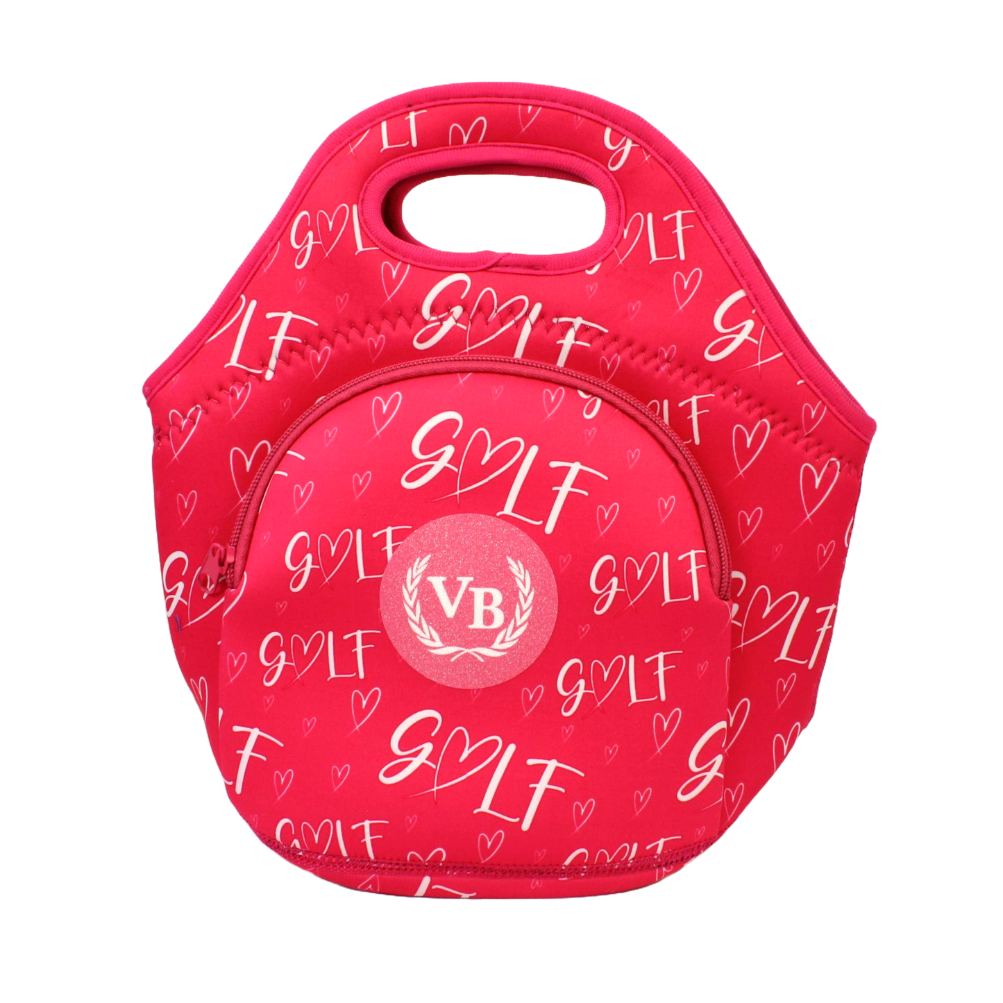 Neoprene Lunch Bag with Pocket - Heart Golf (Pink)
