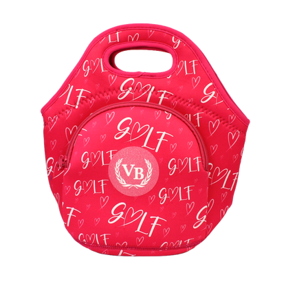 Neoprene Lunch Bag with Pocket - Heart Golf (Pink)