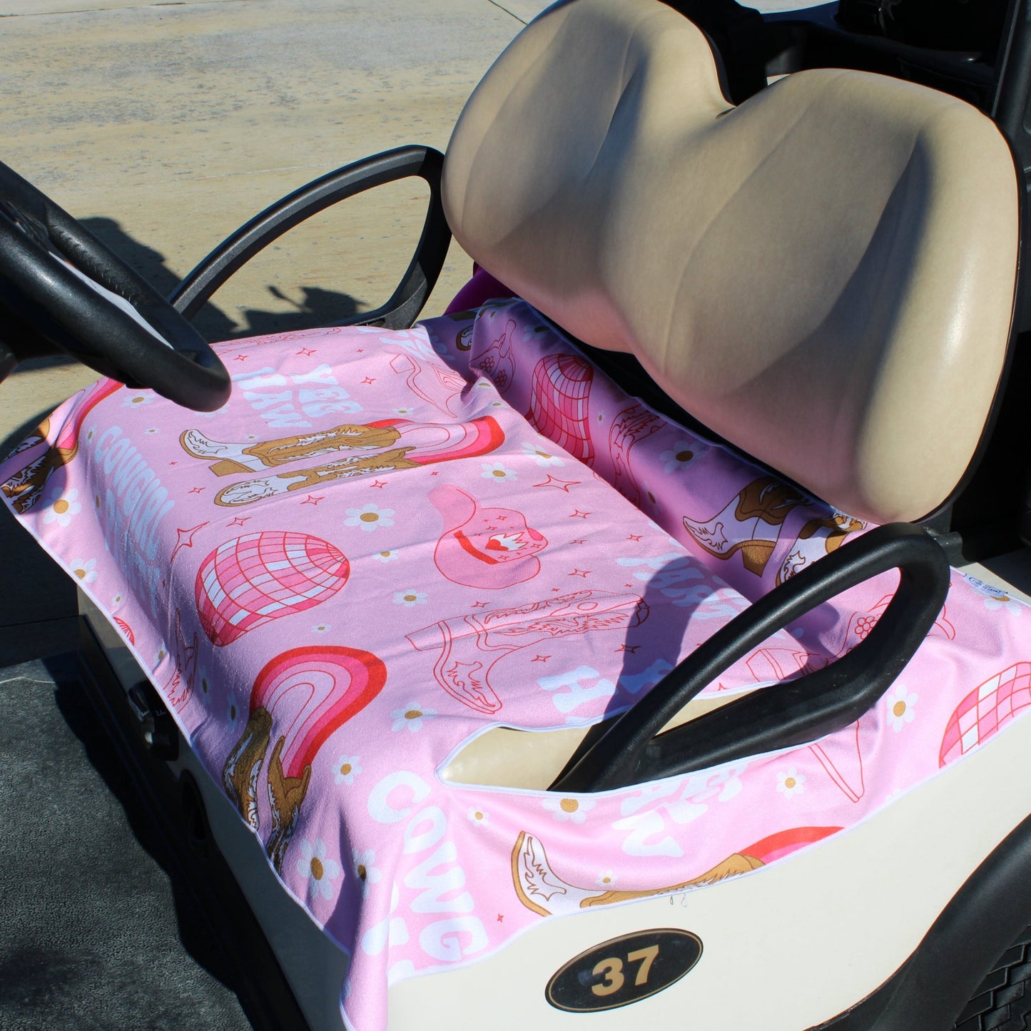 Golf Cart Seat Cover - Pink Camo / Cowgirl