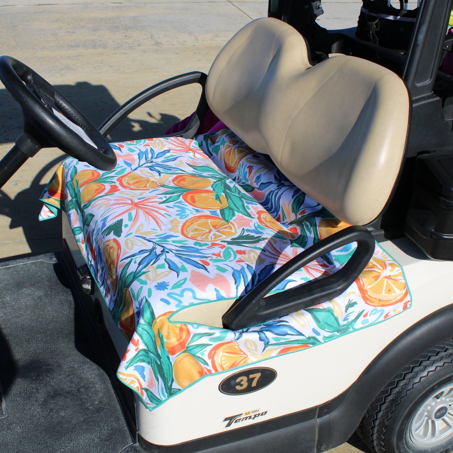 Golf Cart Seat Cover - Flower / Aqua