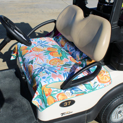 Golf Cart Seat Cover - Flower / Aqua