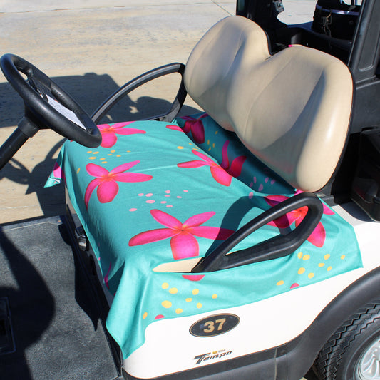 Golf Cart Seat Cover - Flower / Aqua