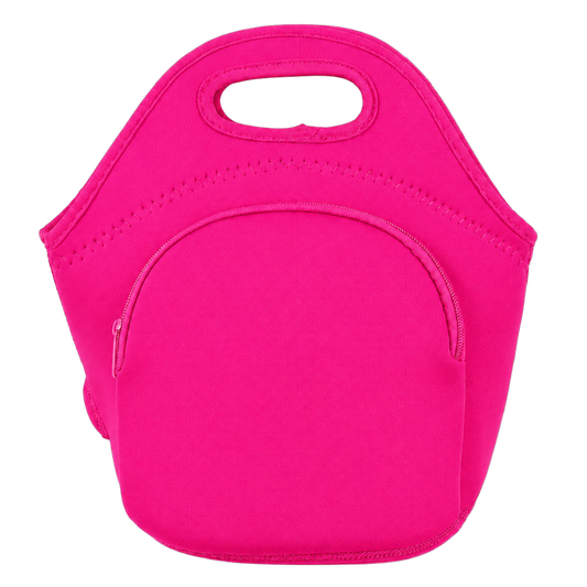 Neoprene Lunch Bag with Pocket - Pink