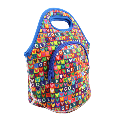 Colorful bag with 'GOLF' pattern insulated lunch bag