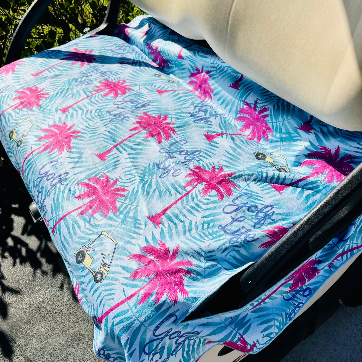 Golf Cart Seat Cover - Palm Trees / Birdie Talk