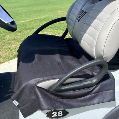 Golf Cart Seat Cover - Custom Logo - Black/Silver