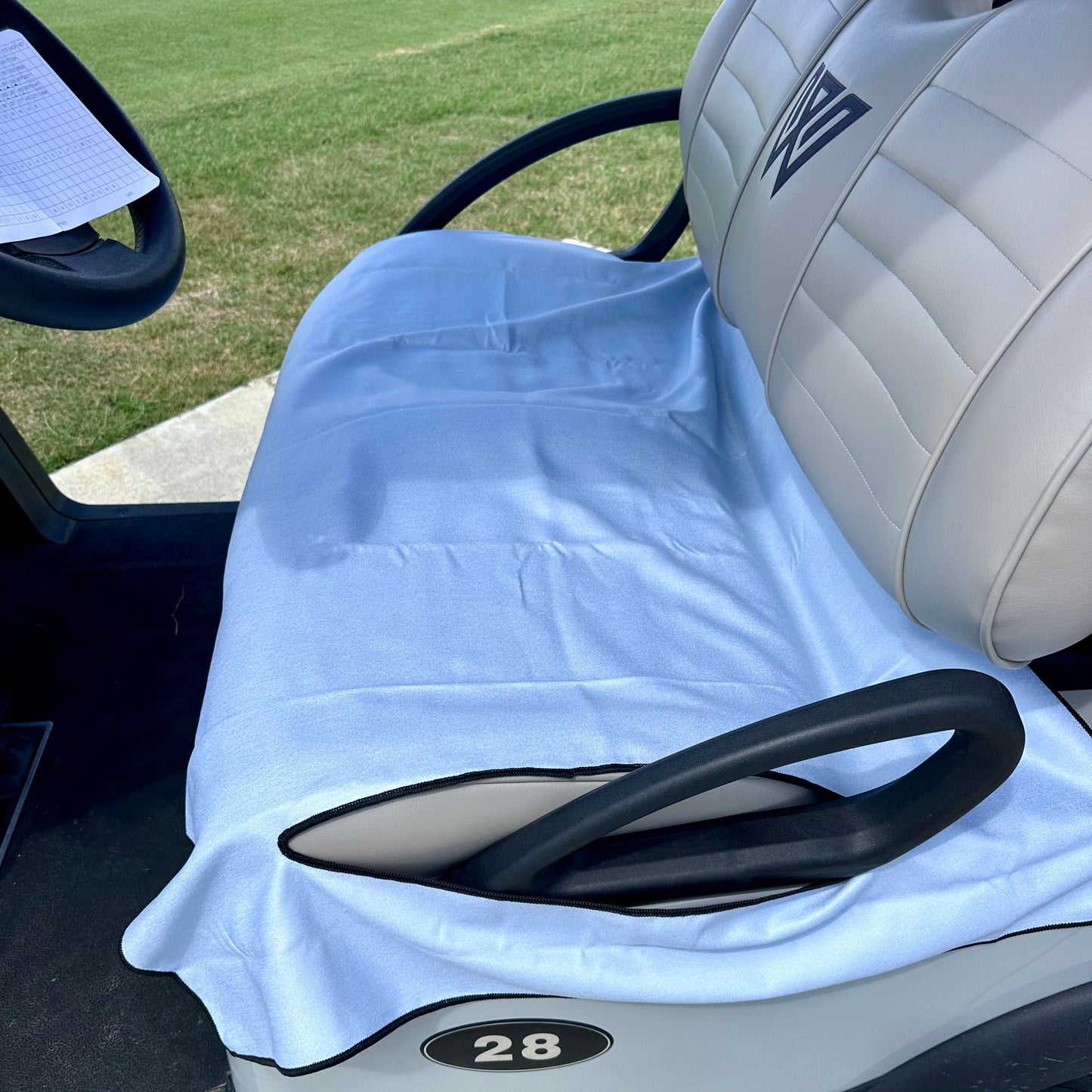 Golf Cart Seat Cover - Custom Logo - Black/Silver