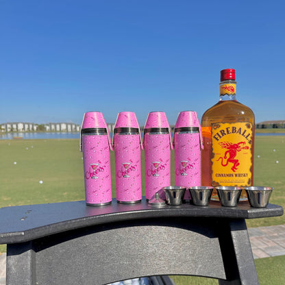 FORE Shot Flask with Shot Glasses - Cheers