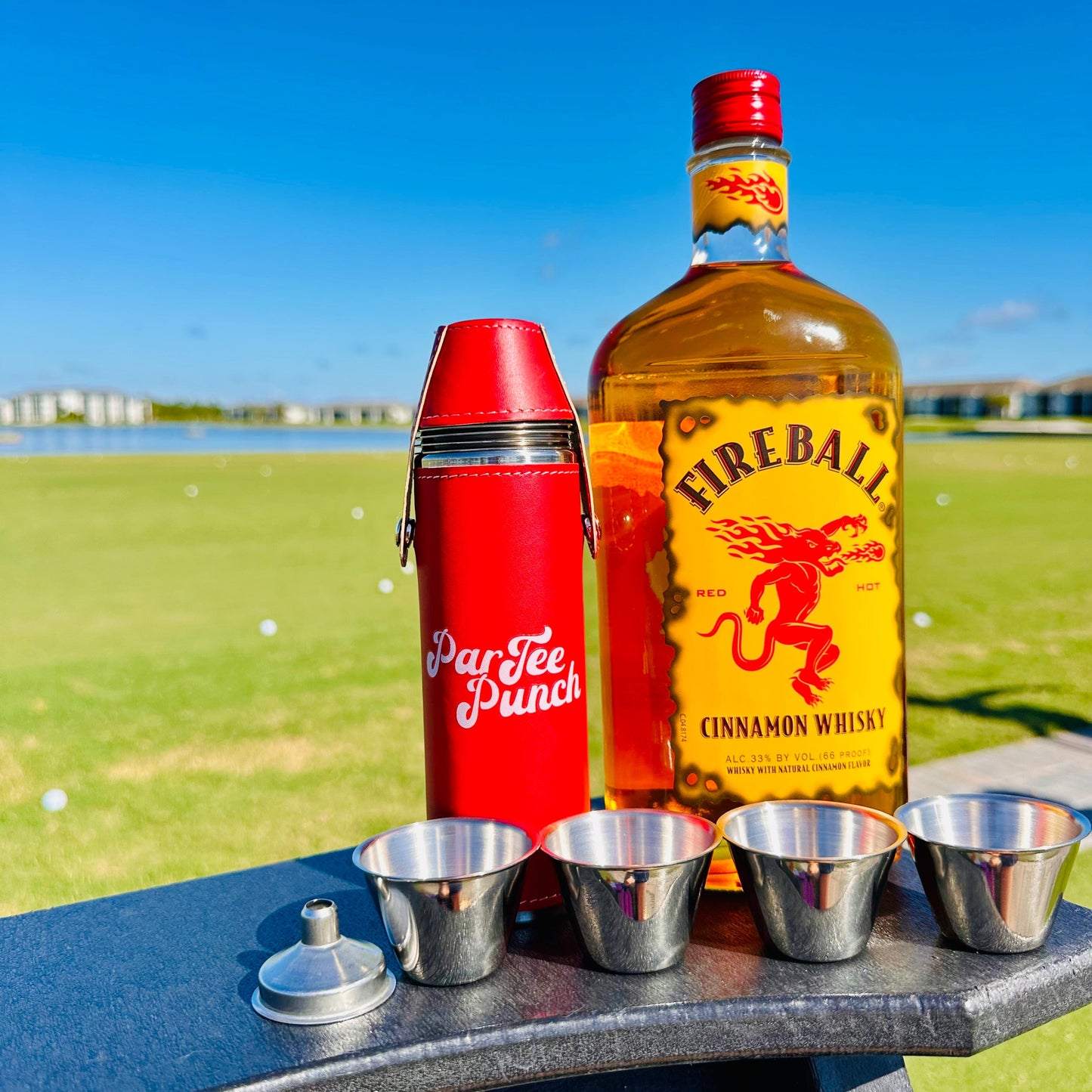 FORE Shot Flask with Shot Glasses - Red