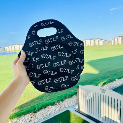 Neoprene Lunch Bag with Pocket - Love Golf